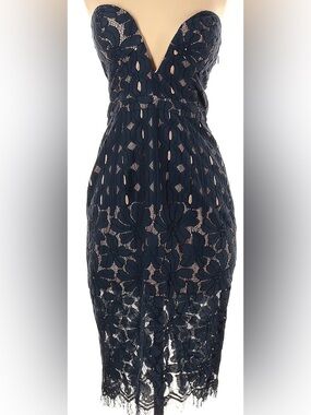 Stylestalker Navy Blue Lace Midi Dress